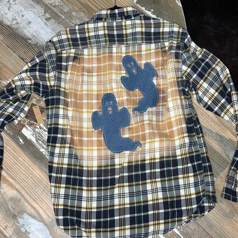 UpCycled Recycled Reworked Dip Dyed Grunge Halloween Denim Ghost Flannel Gypsy